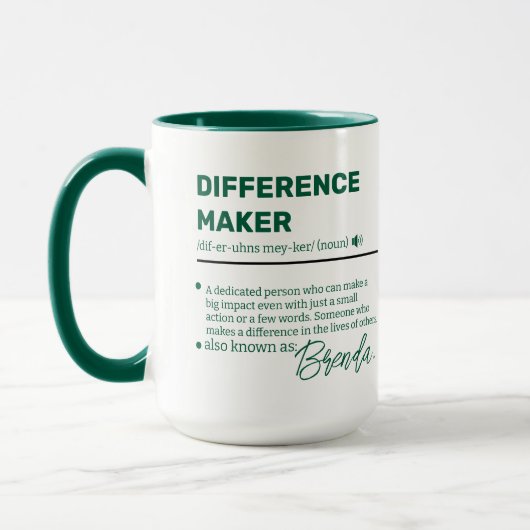 Persoonlijke Difference Maker-mok, waardering M Mok (Links)
