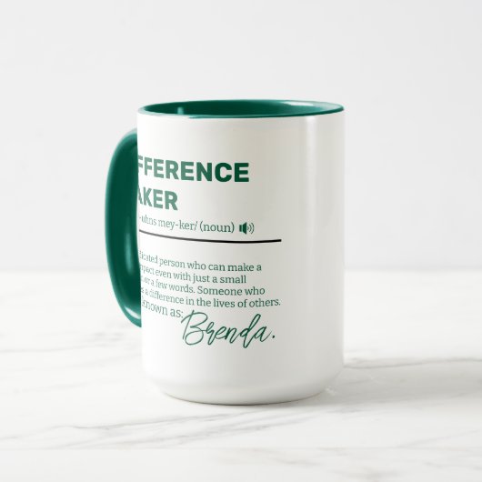 Persoonlijke Difference Maker-mok, waardering M Mok (Voorkant links)