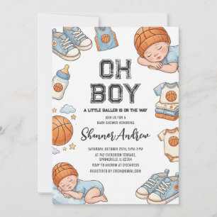 Persoonlijke digitale basketbal baby shower uitnod kaart
