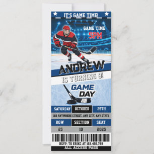 Persoonlijke digitale hockeyticket verjaardagsdeco kaart