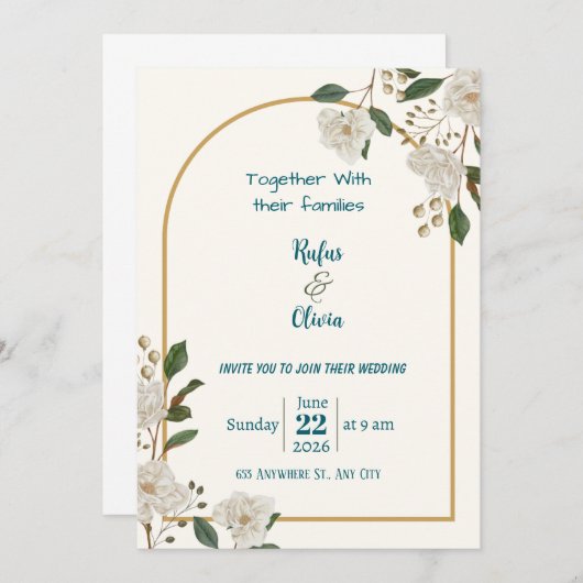 Persoonlijke digitale trouwuitnodiging – Moderne E Kaart (Voorkant / Achterkant)