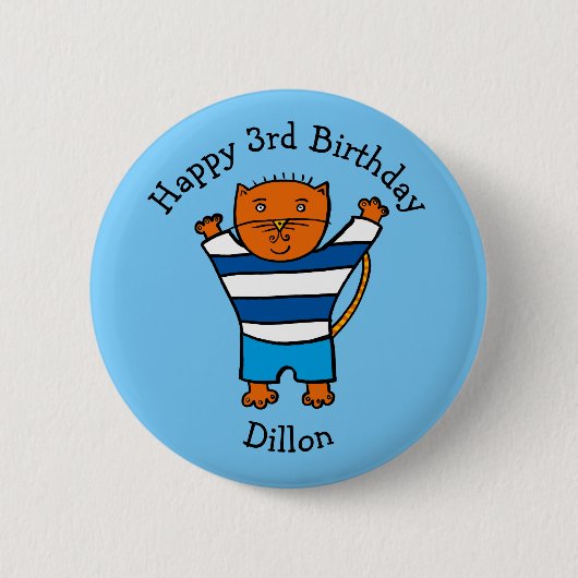 Persoonlijke Dillon de Kat Gefeliciteerd Ronde Button 5,7 Cm (Voorkant)