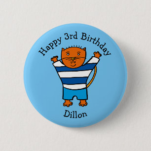 Persoonlijke Dillon de Kat Gefeliciteerd Ronde Button 5,7 Cm