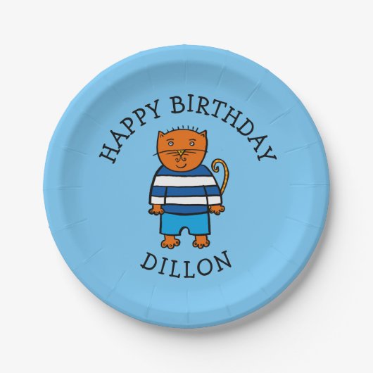Persoonlijke Dillon de Kat Papieren Bordje (Voorkant)