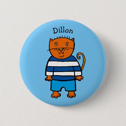 Persoonlijke Dillon de Kat Ronde Button 5,7 Cm (Voorkant)