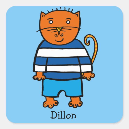 Persoonlijke Dillon de Kat Vierkante Sticker (Voorkant)