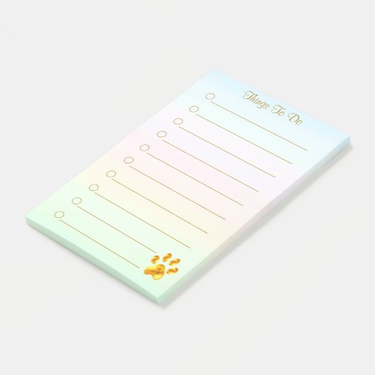Persoonlijke dingen te doen en gouden poot post-it® notes (Schuin)