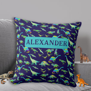 Persoonlijke Dinosaur Blauw Kussen