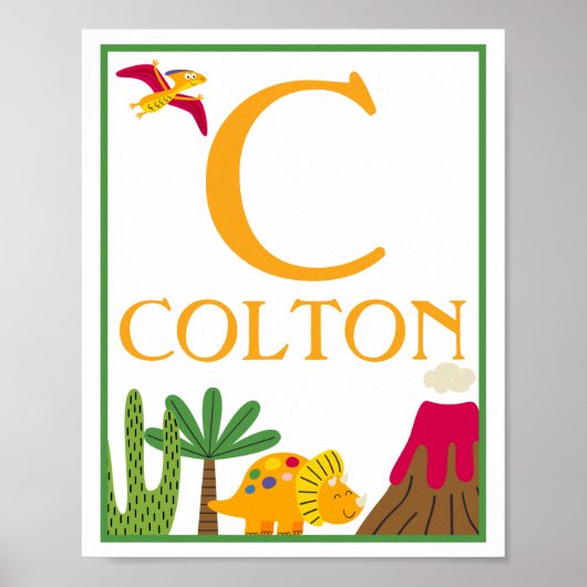Persoonlijke Dinosaur Kunstprintset voor Kinderen Poster (Voorkant)