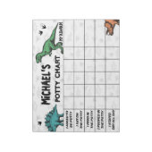Persoonlijke Dinosaur Potty Grafiek Naam & Taken Notitieblok (Linkerzijde)