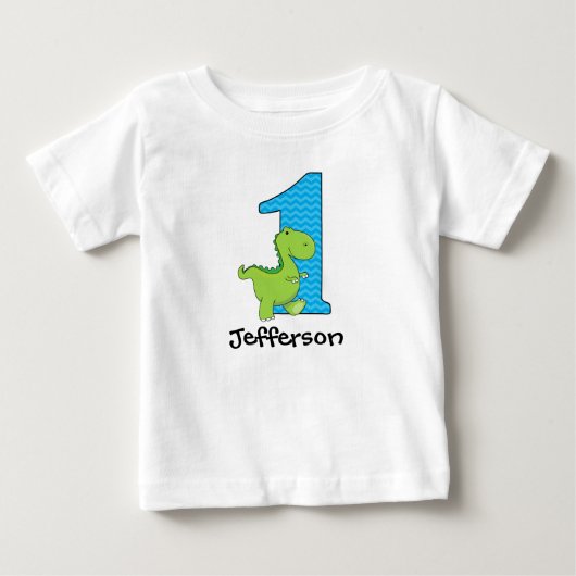 Persoonlijke Dinosaur Tshirt voor eerste verjaarda (Voorkant)