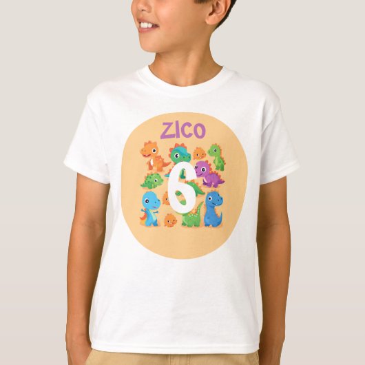 Persoonlijke Dinosaur Verjaardag T-shirt (Voorkant)