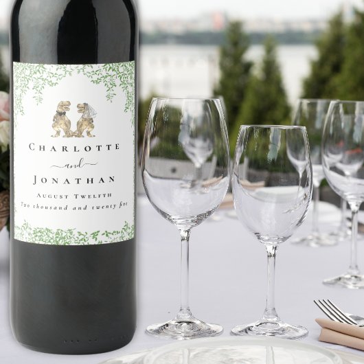 Persoonlijke Dinosauriër Bruid & Bruidegom Huwelij Wijn Etiket