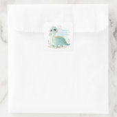 Persoonlijke Dinosaurus Baby Shower  Vierkante Sticker (Tas)
