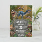 Persoonlijke Dinosaurus Dino Boy Verjaardagsfeest Kaart (Staand voorkant)