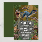 Persoonlijke Dinosaurus Dino Boy Verjaardagsfeest Kaart (Voorkant / Achterkant)