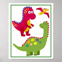 Persoonlijke Dinosaurus Kinderen Kunstprint Set