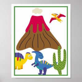 Persoonlijke Dinosaurus Kunstprintset voor Kindere Poster