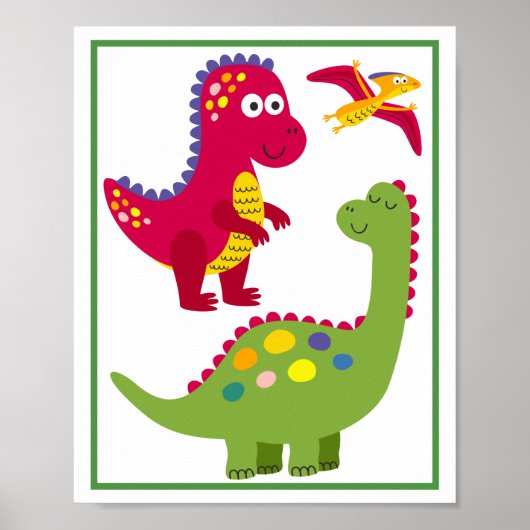 Persoonlijke Dinosaurus Kunstprintset voor Kindere Poster (Voorkant)