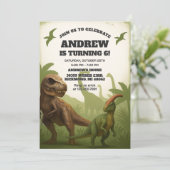 Persoonlijke dinosaurus T-rex verjaardag voor jong Kaart (Staand voorkant)