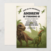 Persoonlijke dinosaurus T-rex verjaardag voor jong Kaart (Voorkant / Achterkant)