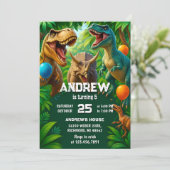 Persoonlijke dinosaurus T-Rex Verjaardagsfeest Din Kaart (Staand voorkant)