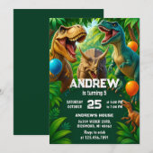 Persoonlijke dinosaurus T-Rex Verjaardagsfeest Din Kaart (Voorkant / Achterkant)