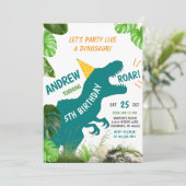 Persoonlijke Dinosaurus TRex Verjaardag voor jonge Kaart (Staand voorkant)