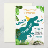 Persoonlijke Dinosaurus TRex Verjaardag voor jonge Kaart (Voorkant / Achterkant)