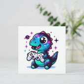 Persoonlijke dinosaurus uitnodiging voor gamers (Staand voorkant)