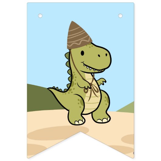 Persoonlijke Dinosaurus Verjaardag slinger banner (Eerste vlag)