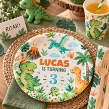 Persoonlijke dinosaurus verjaardagsfeest bord