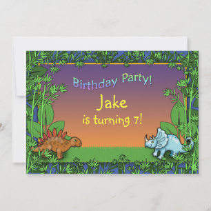 Persoonlijke dinosaurus verjaardagsfeest uitnodigi kaart