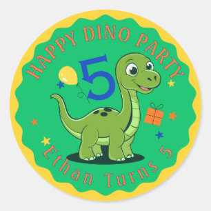 Persoonlijke Dinosaurus Verjaardagssticker Ronde Sticker