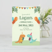 Persoonlijke dinosaurus voor kinderverjaardagsfees kaart (Staand voorkant)