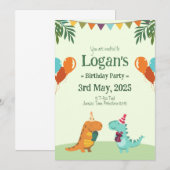 Persoonlijke dinosaurus voor kinderverjaardagsfees kaart (Voorkant / Achterkant)