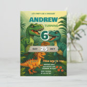 Persoonlijke Dinosaurus Wereld T-Rex Verjaardag vo Kaart (Staand voorkant)