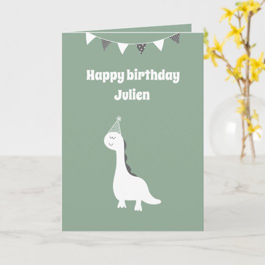 Persoonlijke dinosauruskaart kaart (Gele Bloem)