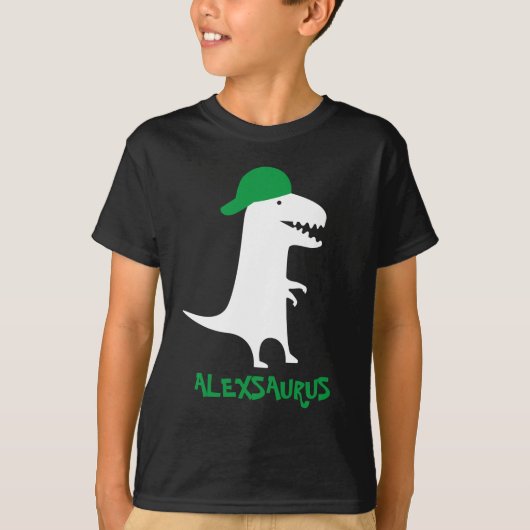 Persoonlijke dinosaurusnaam kinder T-shirt (Voorkant)