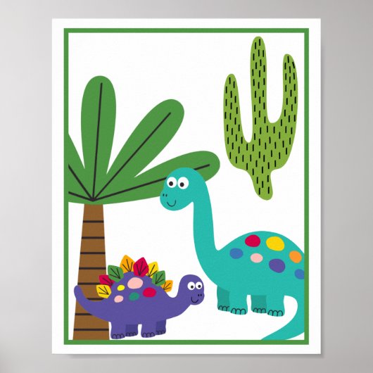 Persoonlijke Dinosaurussen Kunstprintset voor Kind Poster (Voorkant)