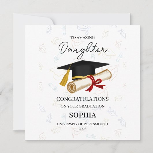 Persoonlijke diploma-uitreiking dochter kaart (Voorkant)