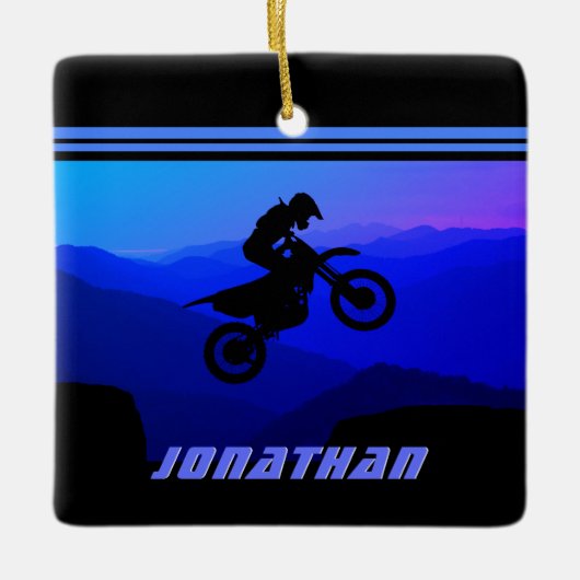 Persoonlijke Dirt Bike Motocross kerstmis Keramisch Ornament (Voorkant)
