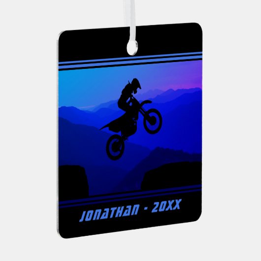 Persoonlijke Dirt Bike Motocross kerstmis Metalen Ornament (Voorkant Rechts)