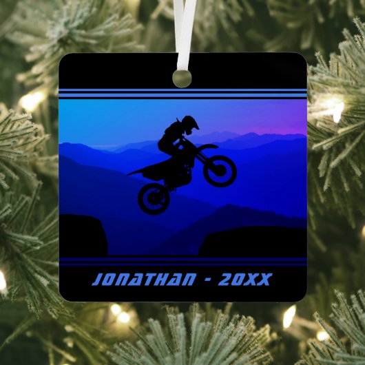 Persoonlijke Dirt Bike Motocross kerstmis Metalen Ornament (Insitu)