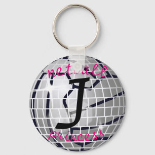 Persoonlijke Disco Ball Print Netball Princess Sleutelhanger