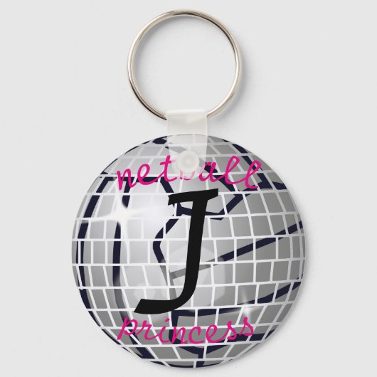Persoonlijke Disco Ball Print Netball Princess Sleutelhanger (Voorkant)