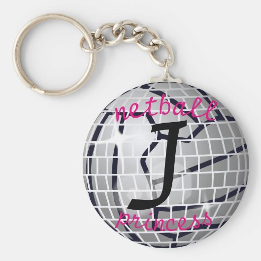 Persoonlijke Disco Ball Print Netball Princess Sleutelhanger (Voorkant)