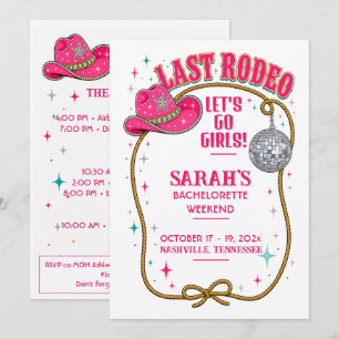 Persoonlijke Disco Cowgirl Laatste Rodeo Bachelore Kaart