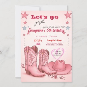 Persoonlijke Disco Rodeo Roze Cowgirl Verjaardagsf Kaart
