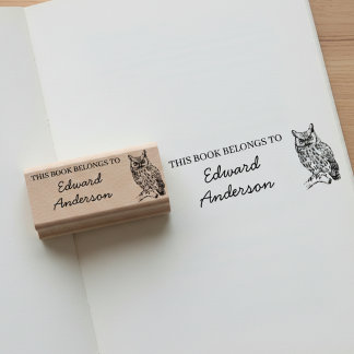 Persoonlijke 'Dit boek is van' stempel met uil
